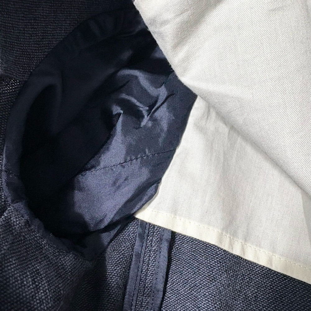 Pomandere Linen Blend Boxy Womans Blazer Single Button Patch Pockets 3/4 Sleeves - Picture 7 of 16